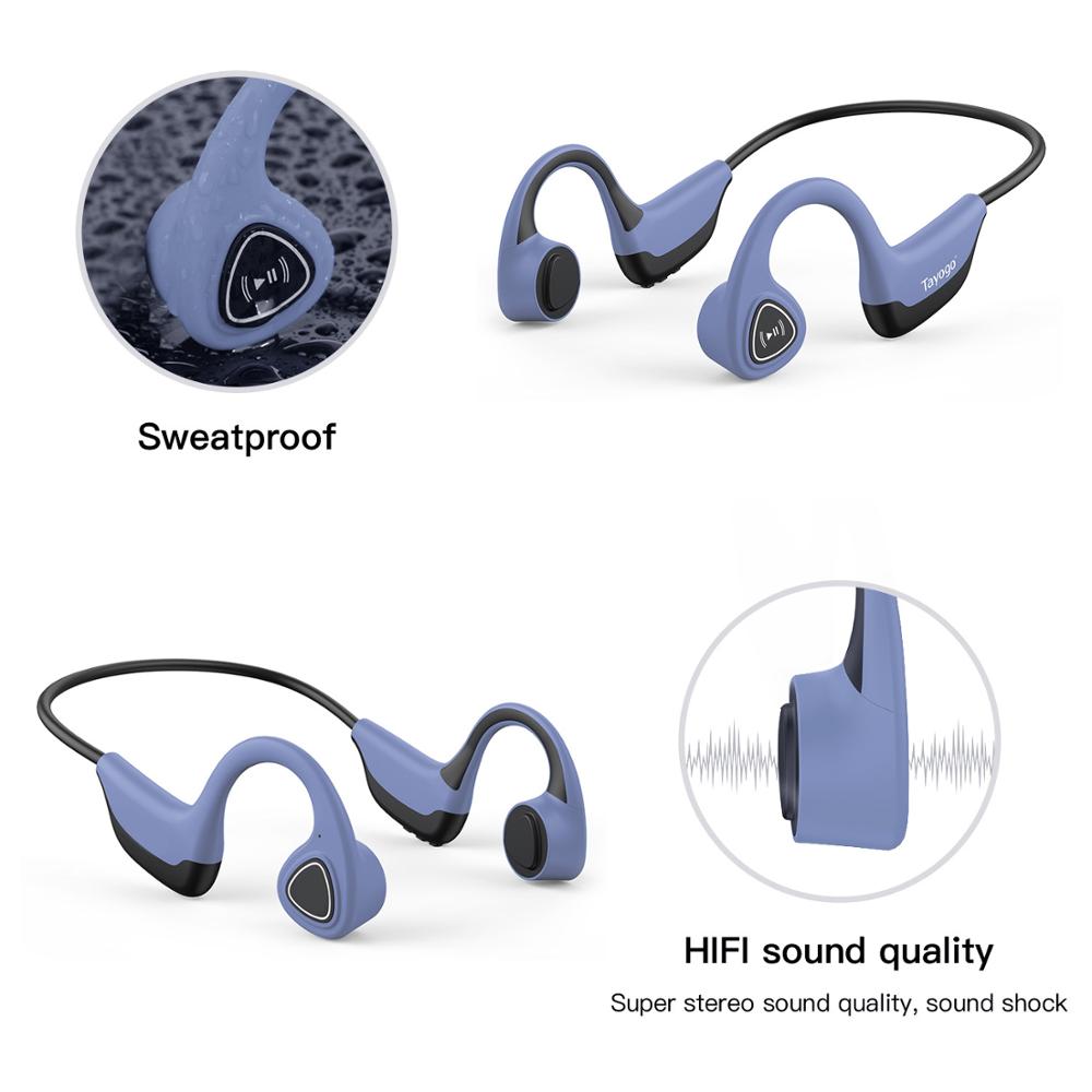 Tayogo cool bluetooth bone conduction trådløst headset til bluetooth sport  mp3 ørekrog hifi svedtæt gaming headset med mikrofon
