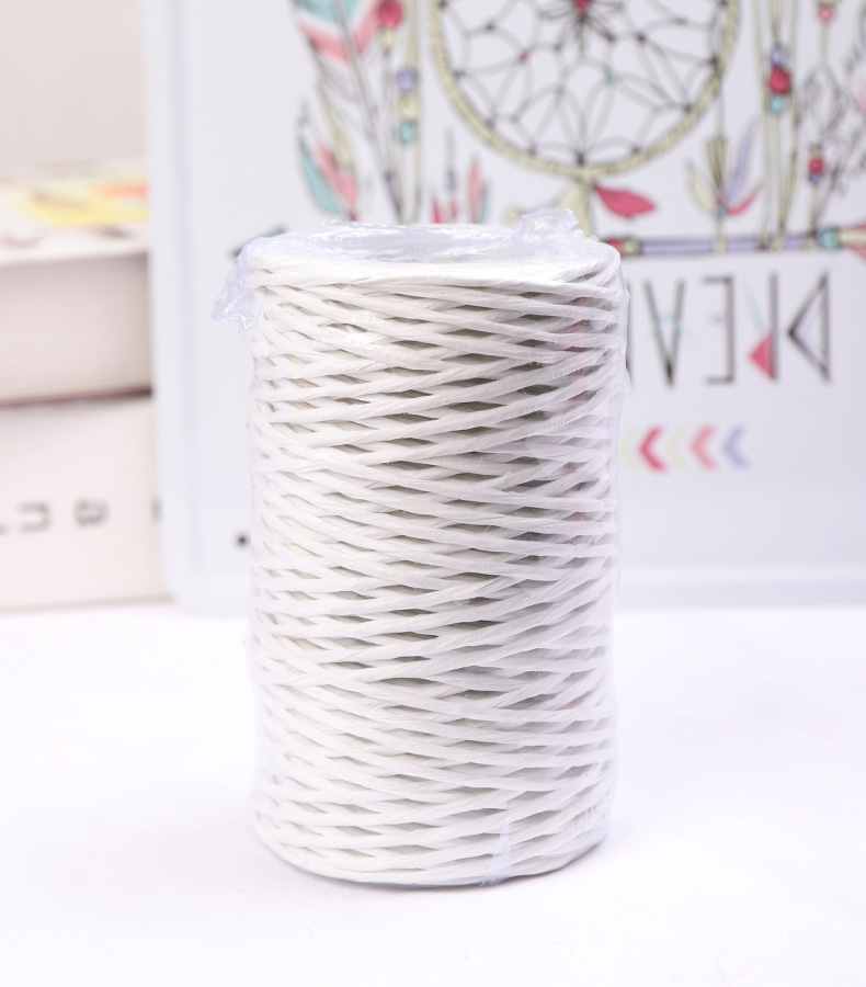 2mm 55 yards With Wire Paper Rope Kindergarten Children Weaving Paper Rattan Handmade DIY Materials To Make Flower Basket Vase: white