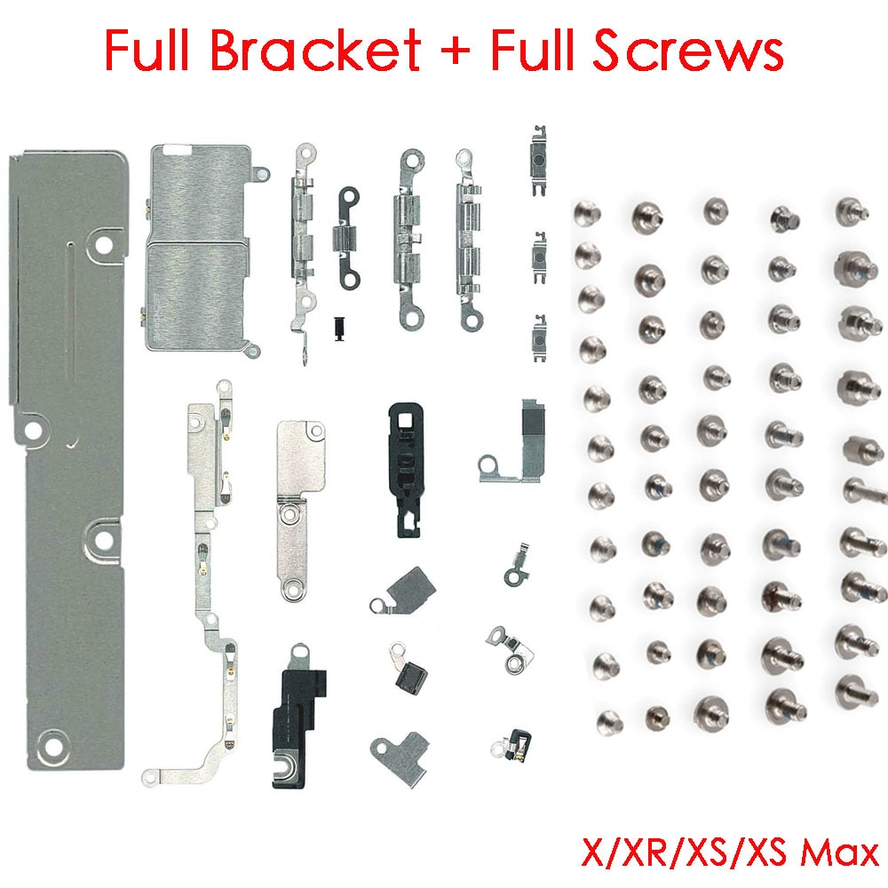 2pack/set Repair Replacement Parts Metal Holder Bracket Fastening Pad Spacer + full set screws for iPhone X XR XS XS max