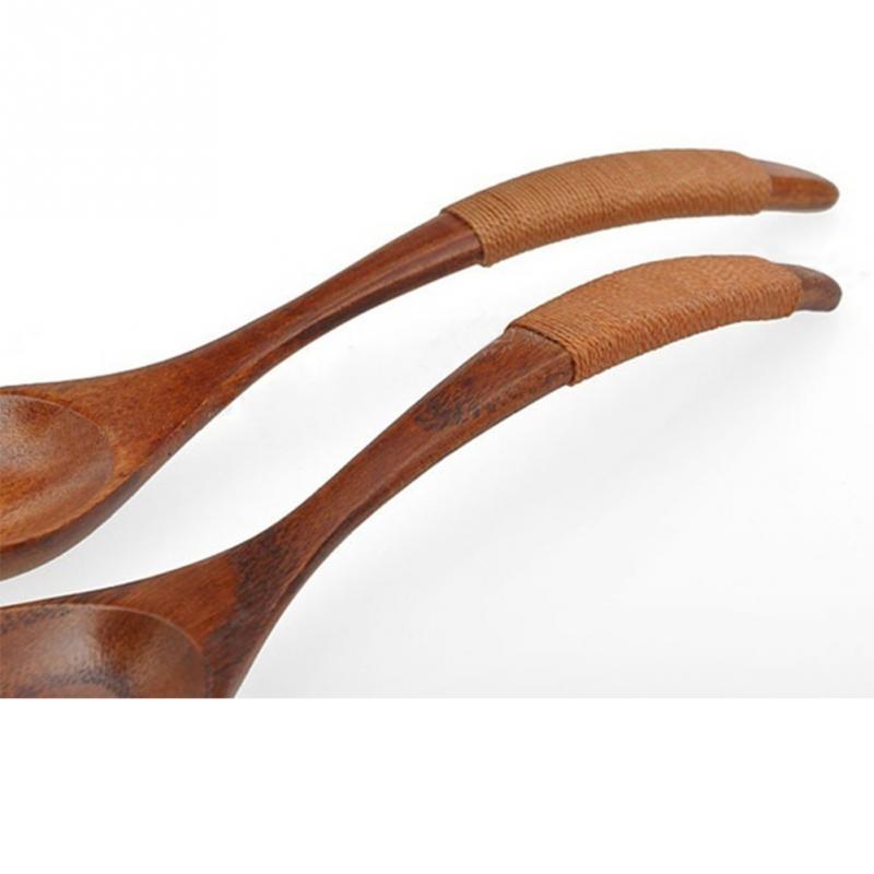 Cuchara de madera de 1/3 Uds., vajilla de laca china, cuchara de sopa de madera resistente al calor, cuchara de estilo kaki con mango marrón, cuchara para beber sopa