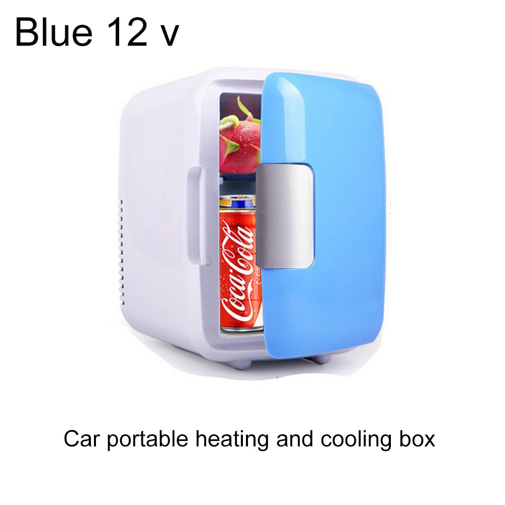 Portable Mobile refrigerator mini 4L small Fridge Home Dual Use Car Fridge 12V USB Rechargeable Cooler Heater Universal Fridge: 4L blue