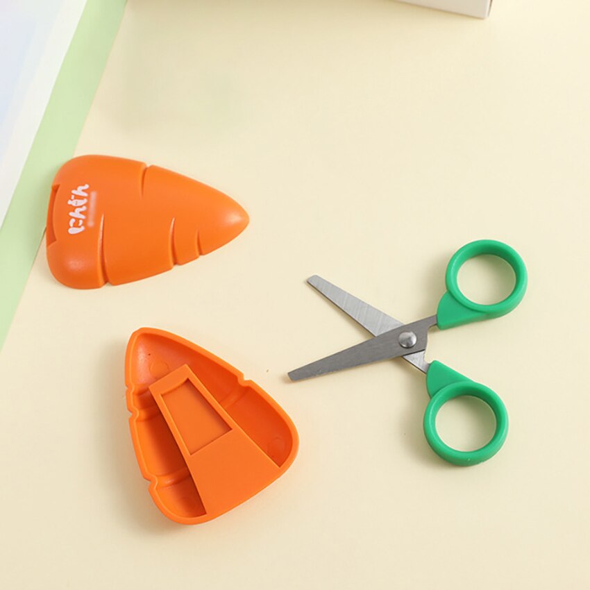 Forbici fatte a mano a forma di carota studenti carta fai-da-te modello fotografico forbici da taglio manico in plastica per cancelleria per bambini delle scuole
