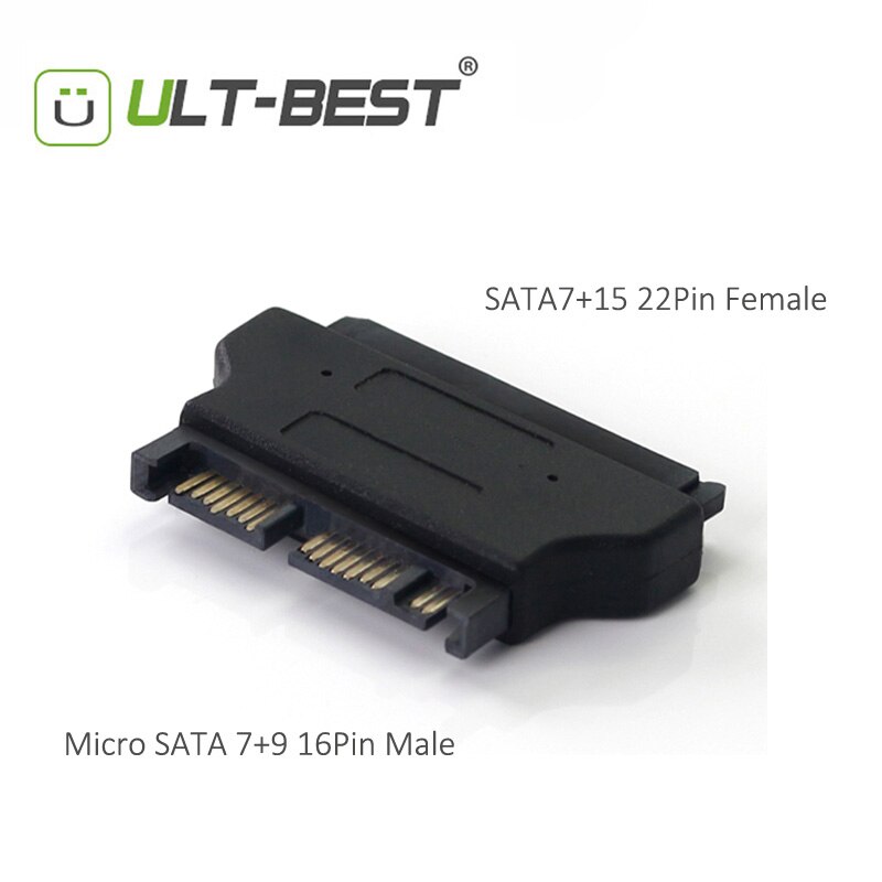 ULT-Beste SATA Man-vrouw Adapter SATA 7 + 15 22 p Female naar Micro SATA 7 + 9 16 p Male Connector Converter Adapter Black