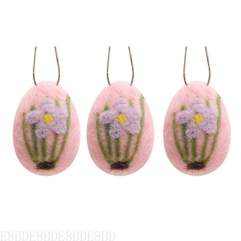 E8BD 3 stuks vilten eieren voor eastersmandvullers en decoraties hangend ornament: Army Green