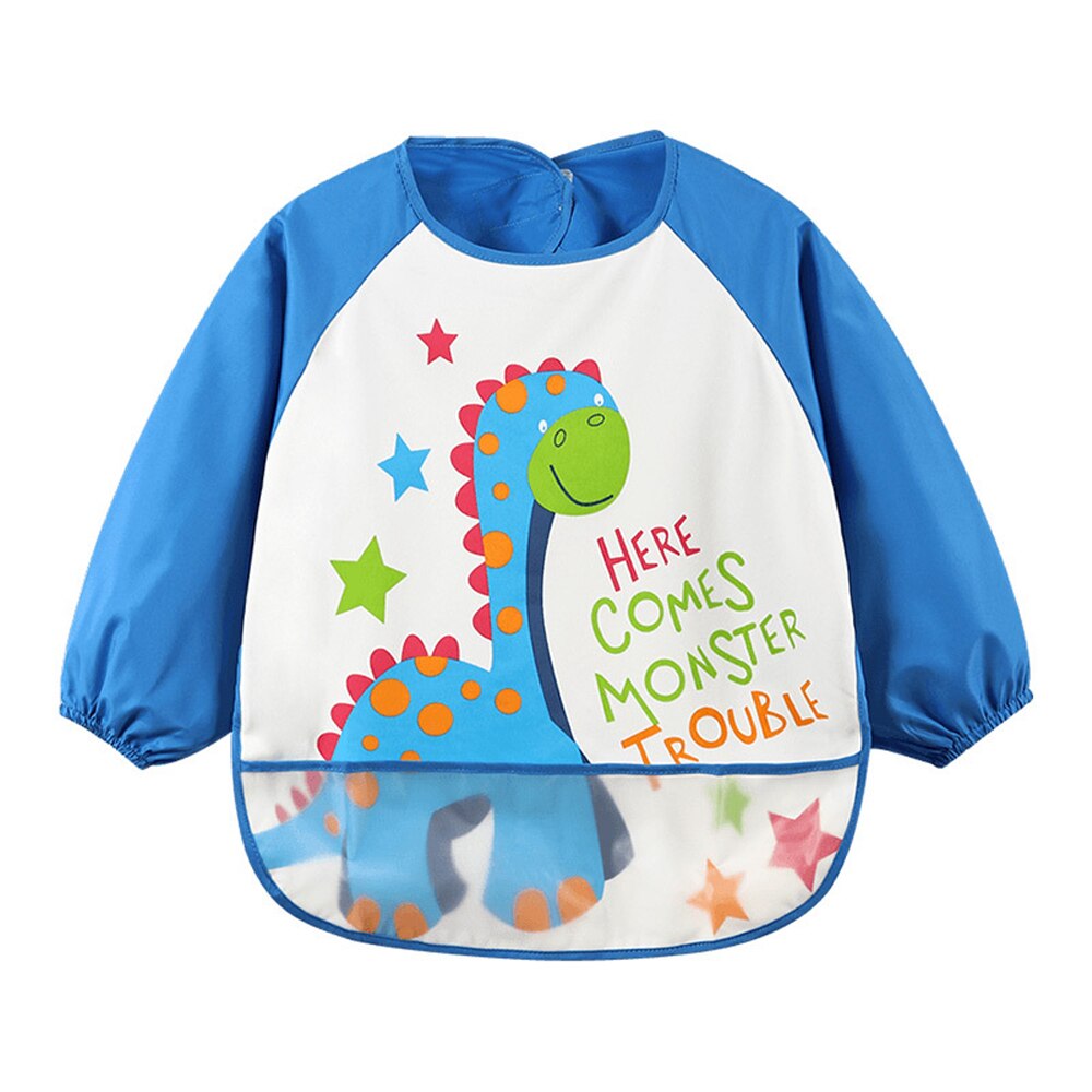 Nuovo arrivo bambino impermeabile bambino mangiare abbigliamento maniche lunghe per bambini grembiule animali del fumetto alimentazione grembiule bavaglino Bandana bambino: 9