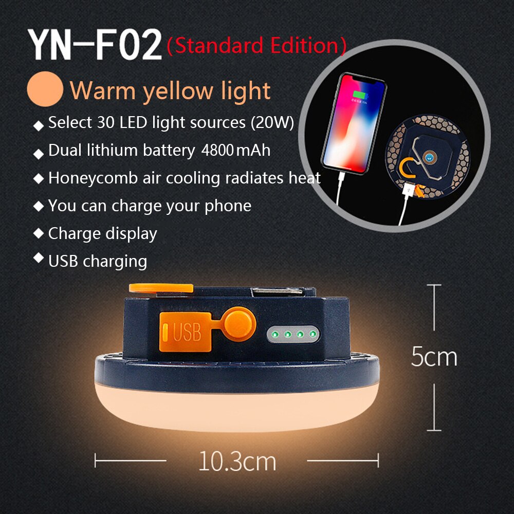 7200 mah led teltlys genopladelig lanterne lanterne bærbar nødnatlys udendørs campingpære lampe lommelygte hjem: Varm 4800 mah