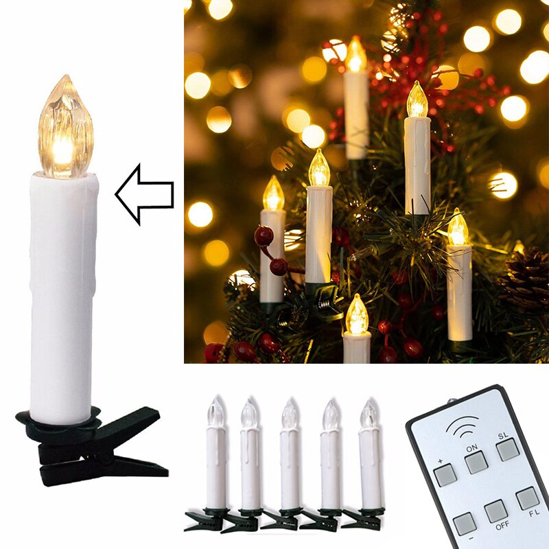 10pcs LED Battery Candles Wireless Remote Control Tealights Operated Light for Hallowmas Christmas Party Wedding