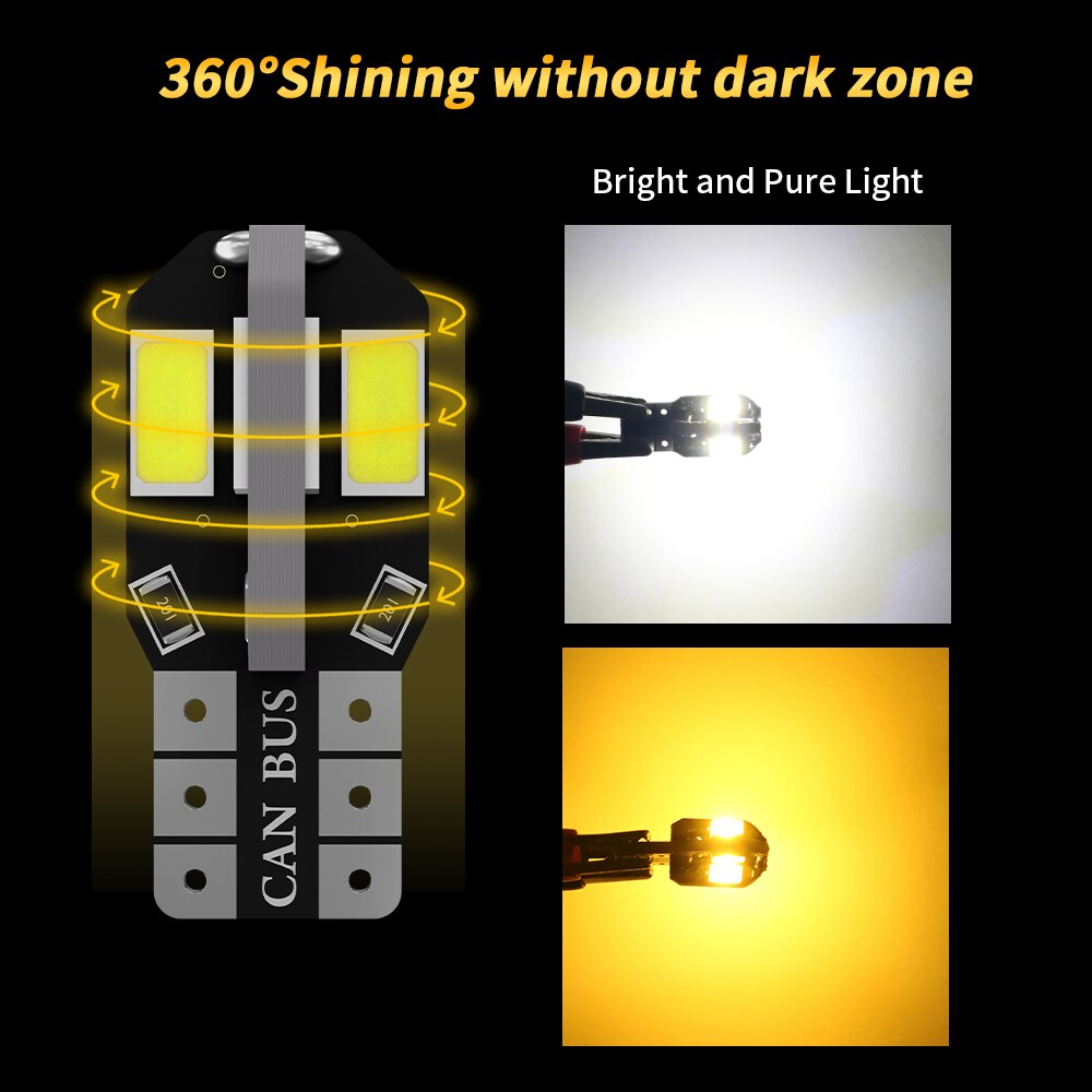 2x t10 w5w canbus led polttimo 8 smd 5630 194 automaattinen välys kiilan puoleinen takaluukun valo 12v 6000k lukuvaloa ei virhettä valkoinen punainen