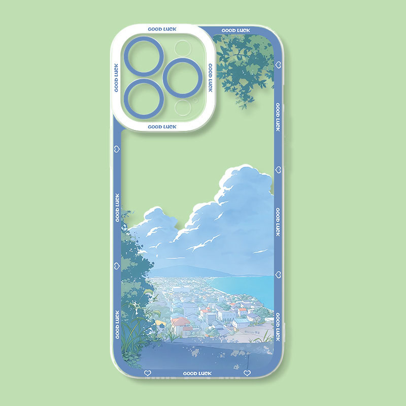 Hermosa funda con paisaje para OnePlus 8 8T 9 10 Pro 11 9R 9RT Nord Ace 2 2V One Plus 1+9R 1+8T 1+10Pro 1+11 1+Ace2 funda de silicona: Poliéster / Negro