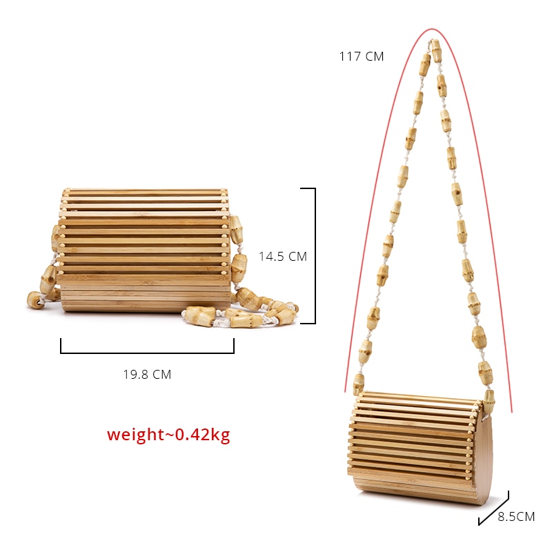 LOVEVOOK Bamboo bag Wood crossbody shoulder bag women summer beach flap ladies messenger bag
