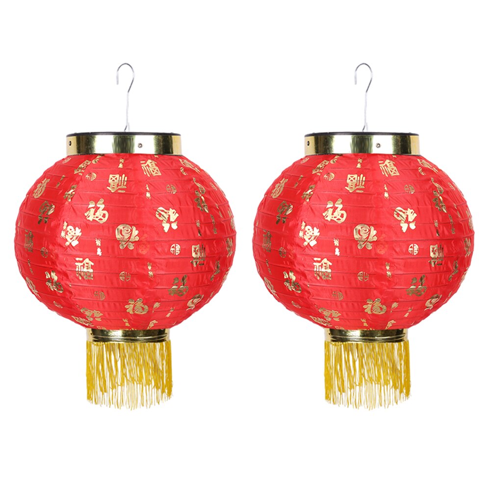 Waterproof Blessing 10 inch Traditional Chinese Style Cloth Hanging Lanterns Lamp Chinese Tassel Lanterns Lamp Festival Decor: 2pcs