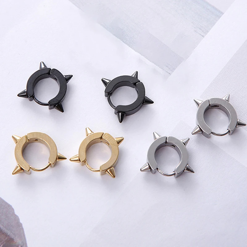 Pendientes Punk de acero inoxidable para hombre y mujer, aretes con tachuelas, estilo Hip Hop, gótico, 1 par