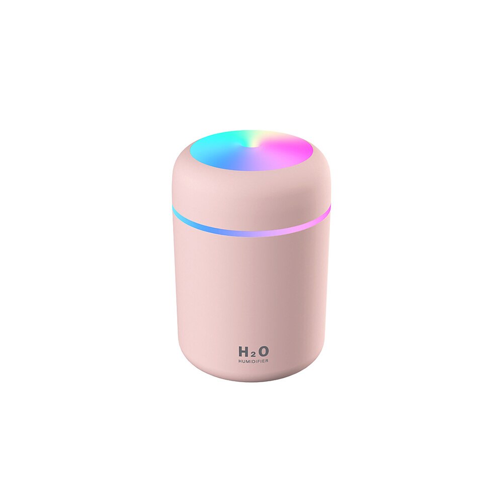 Mini Portable USB Humidifier Car Air Purifier Colorful Night Light Timed Shutdown Mute for Car Baby Room Bedroom Office 300ML: Pink