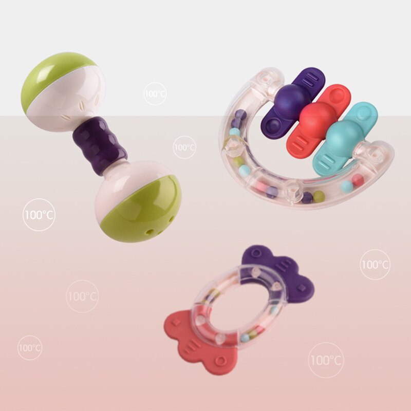 Set di sonagli colorati per bambini 9 pezzi Set di giocattoli educativi molari per bambini massaggiagengive sonagli per bambini