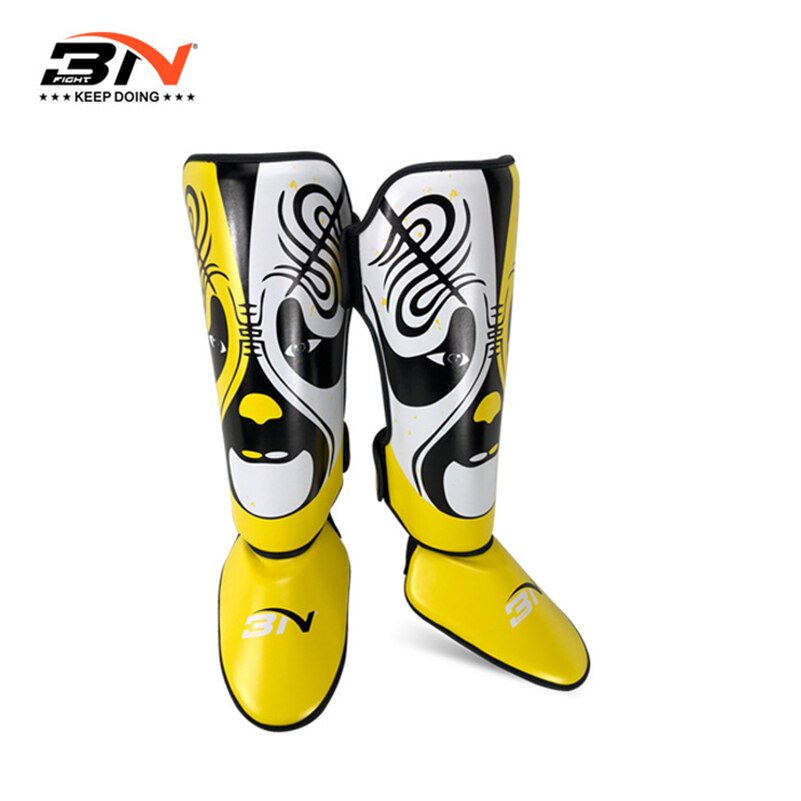 Chinese Opera Facial Makeup Boxing Shin Guards PU Ankle Protector MMA Muay Thai Kickbox Training Leg Warmers Sparring Shin Pads