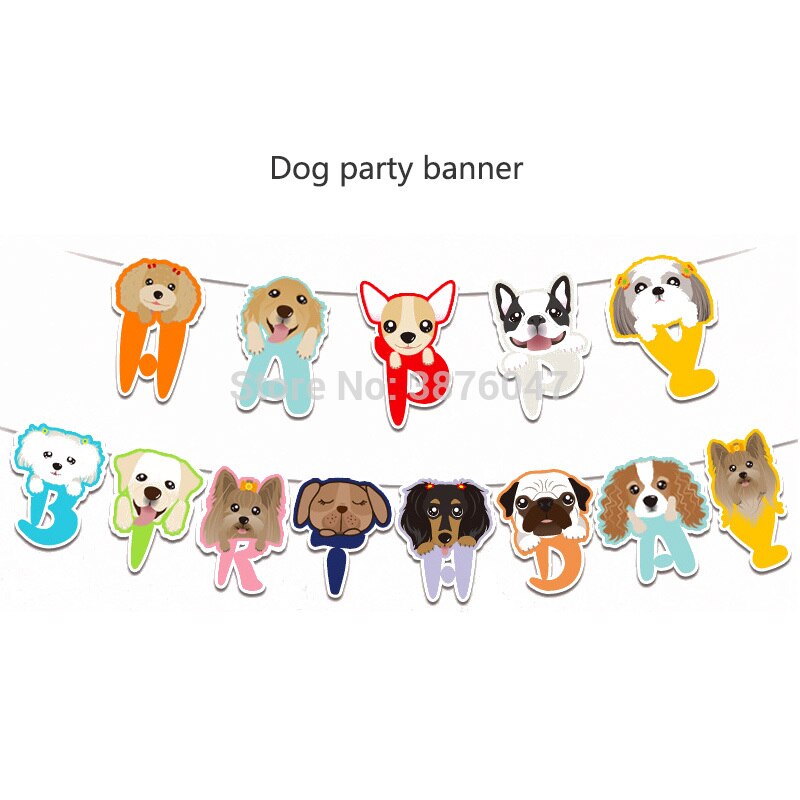 1set puppy banner hond thema verjaardagsfeestje decoraties hond party guirlande baby shower banners Hond Verjaardag Pawty supply: Default Title