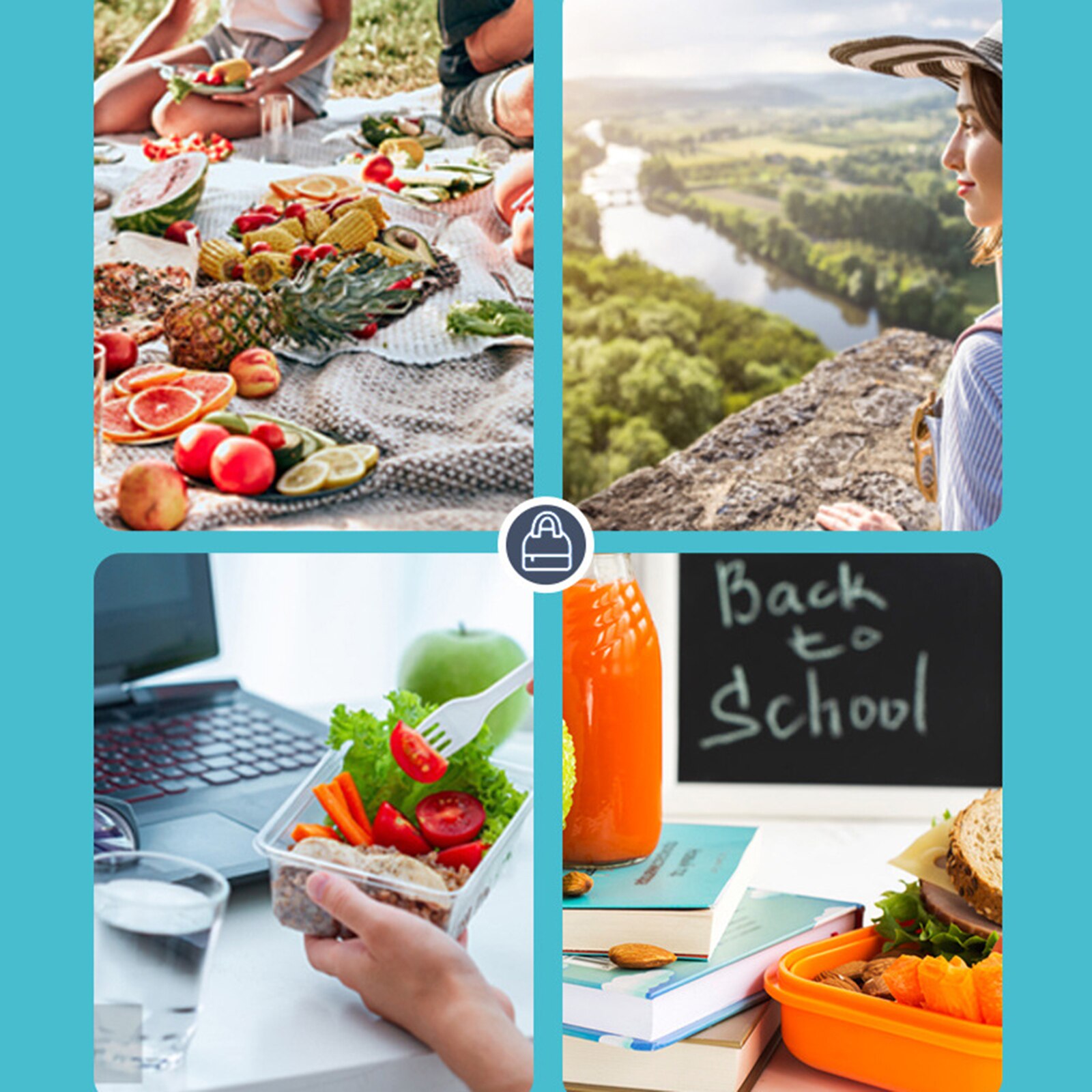 Outdoor Picnic Lunch Bag Lunch Bag for Kids Insulated Lunch Box Snack Box with Strap and Side Mesh Pocket for Boys Girls