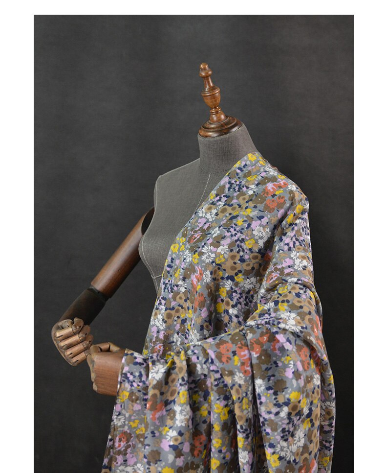 Tissu en soie de coton doux à fleurs rétro, matériel de couture pour chemise, 100cm x 135cm