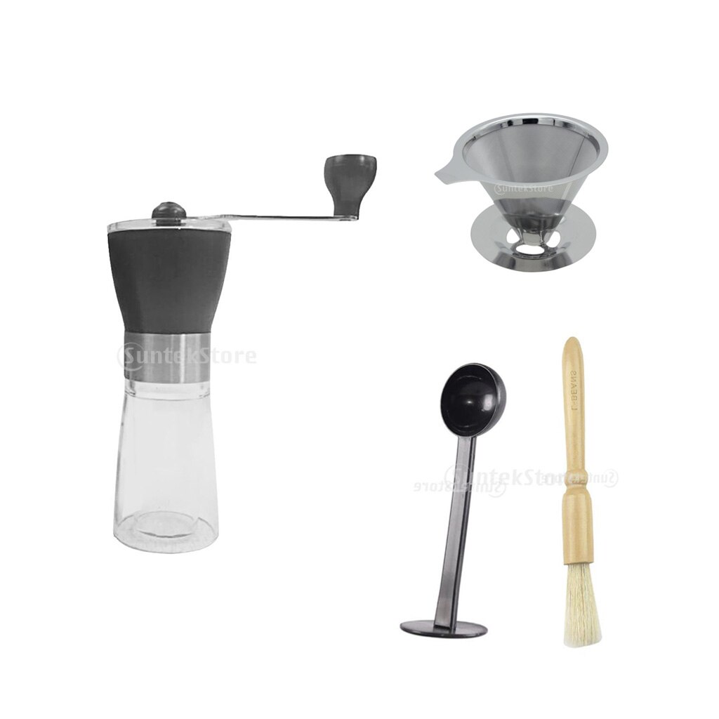 Koffie Handmatige Molen Met Borstel + Mesh Filter Houder Maker + Scoop Koffiemolen