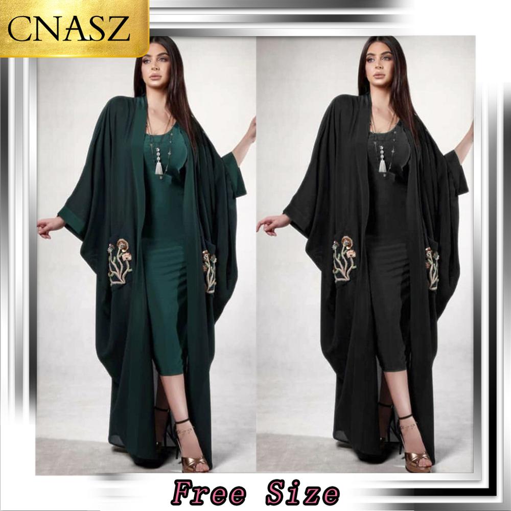 Abaya muslim dubai kläder dambroderad kofta kläder för kvinnor marocain turkisk kaftan