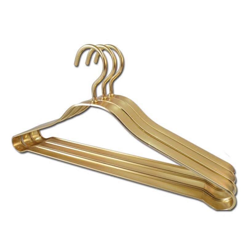 Perchas de aleación de aluminio para ropa se pueden utilizar 20 años de espacio de aluminio sin agente fluorescente percha antideslizante en el almacenamiento del hogar: Local Golden / 10 pieces