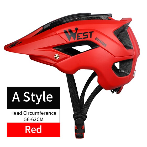 WEST BIKING Bicycle Helmet Trail XC MTB All-terrain Bike Helmet OFF-ROAD Casco Ciclismo Bicicleta Mountain Bike Cycling Helmet: A Style Red