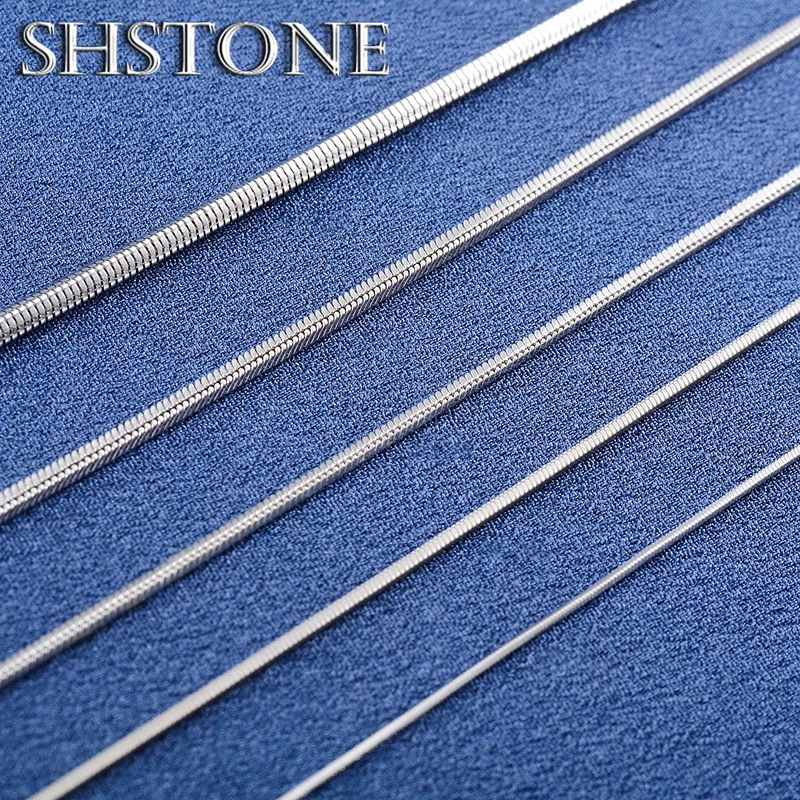 de mujeres y hombres, 1mm, 2mm, 3mm, cadena redonda de serpiente, Collar largo clásico, Gargantilla en el cuello, accesorios de joyería DIY,