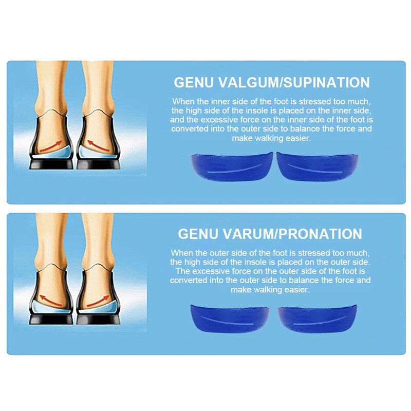 FOOTOUR Silicone Gel Insoles Heel Wedge Insoles Supination and Pronation Corrector Shoes Insert for Foot Alignment Feet Care