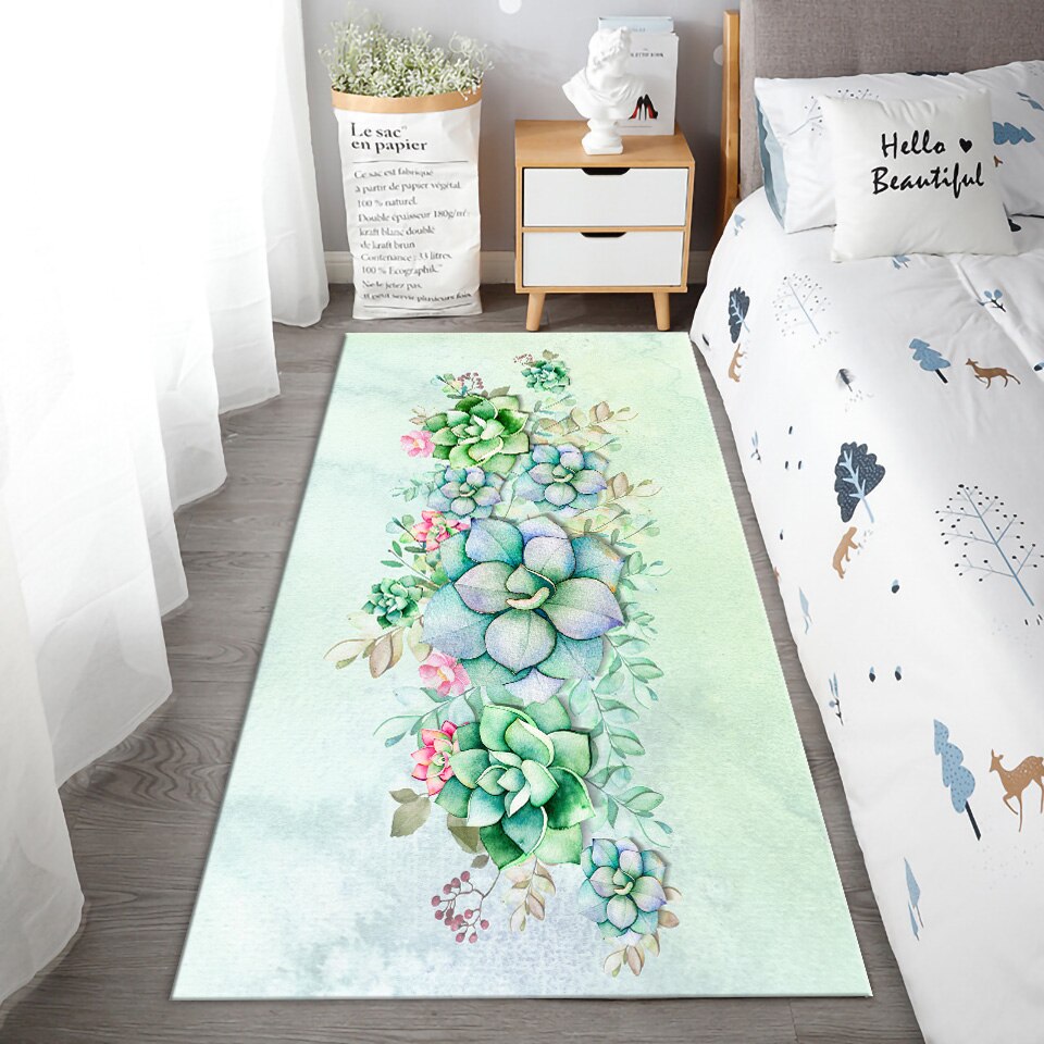 Green Cactus Children Bedside Mat For Bedroom Bath... – Grandado