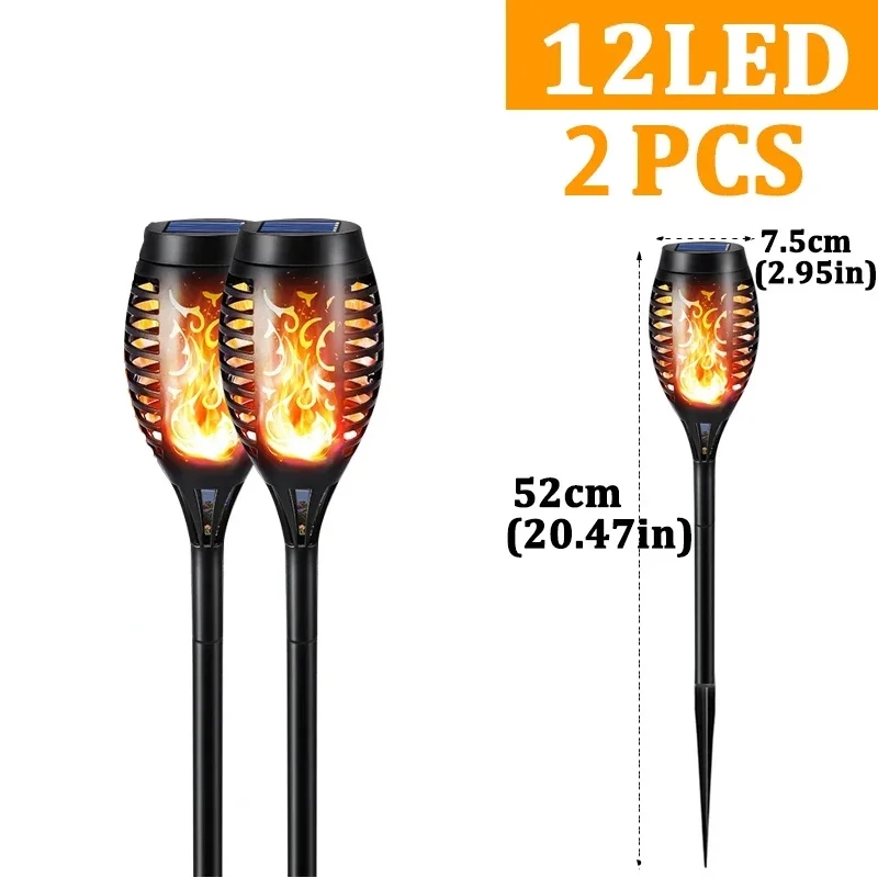 96LED buitenlamp op zonne-energie, waterdicht, tuinterras, flikkerende dansende vlamlamp, gazonverlichting: WHITE