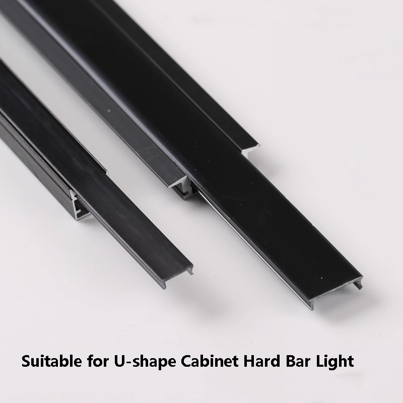Zwarte LED aluminium profiel siliconen hoes kanaalverspreider U-vormige kast harde bar licht vervangbare lampenkapaccessoires
