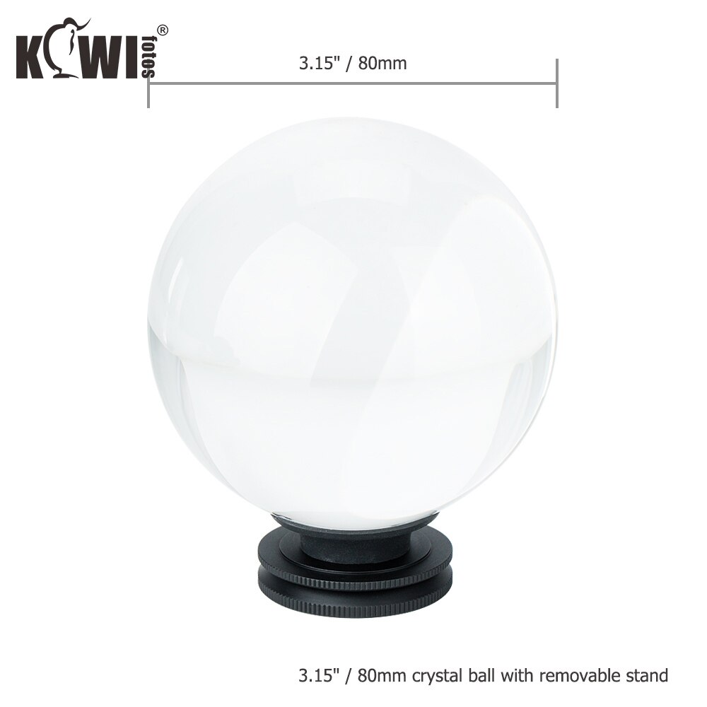 Kiwi 3.15&quot; / 80mm Photography Clear Glass Lens Crystal Ball With Removable 1/4&quot;-20 Female Rhread Stand Crystal Decorative Ball