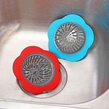 Accesorios de cocina fregadero de silicona colador en forma de flor fregadero de ducha tapa del desagüe fregadero colador Filtro de desagüe para pelo fregadero de cocina