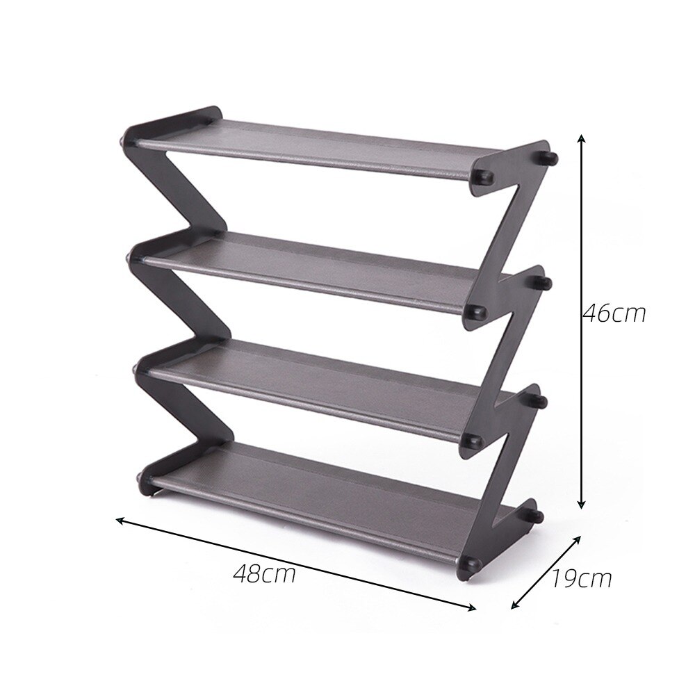 5 Layers Stackable Shoe Hanger Assembly Integrated Large Capacity Shoes Storage Rack Space Saving Safety Shoe Stand Organizer: dark grey 48x46cm