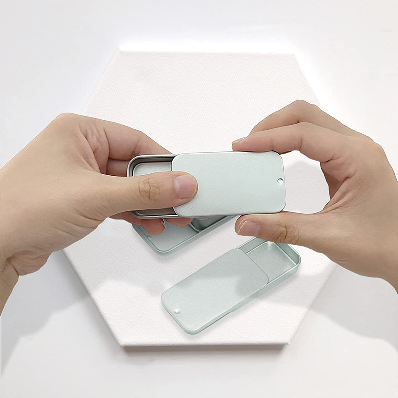 Tinplate Box Slide Lid Push Pull Box Drawer Balm Box Pet Food Portable Box Mini Aromatherapy Jar Candy Small Iron Box Box