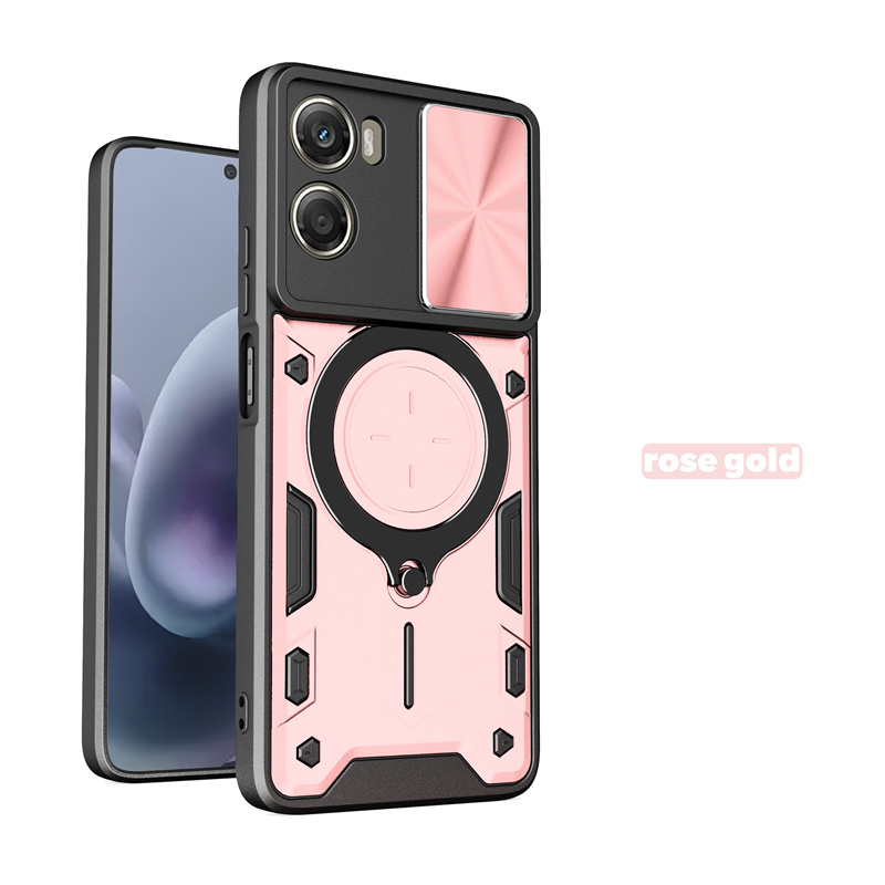Voor Moto G86 G56 G06 Power Case Shockproof Armor Slide Camera Bescherm Back Cover voor Motorola G86 56, magnetische Ring Houder Cover: Hout / zwart