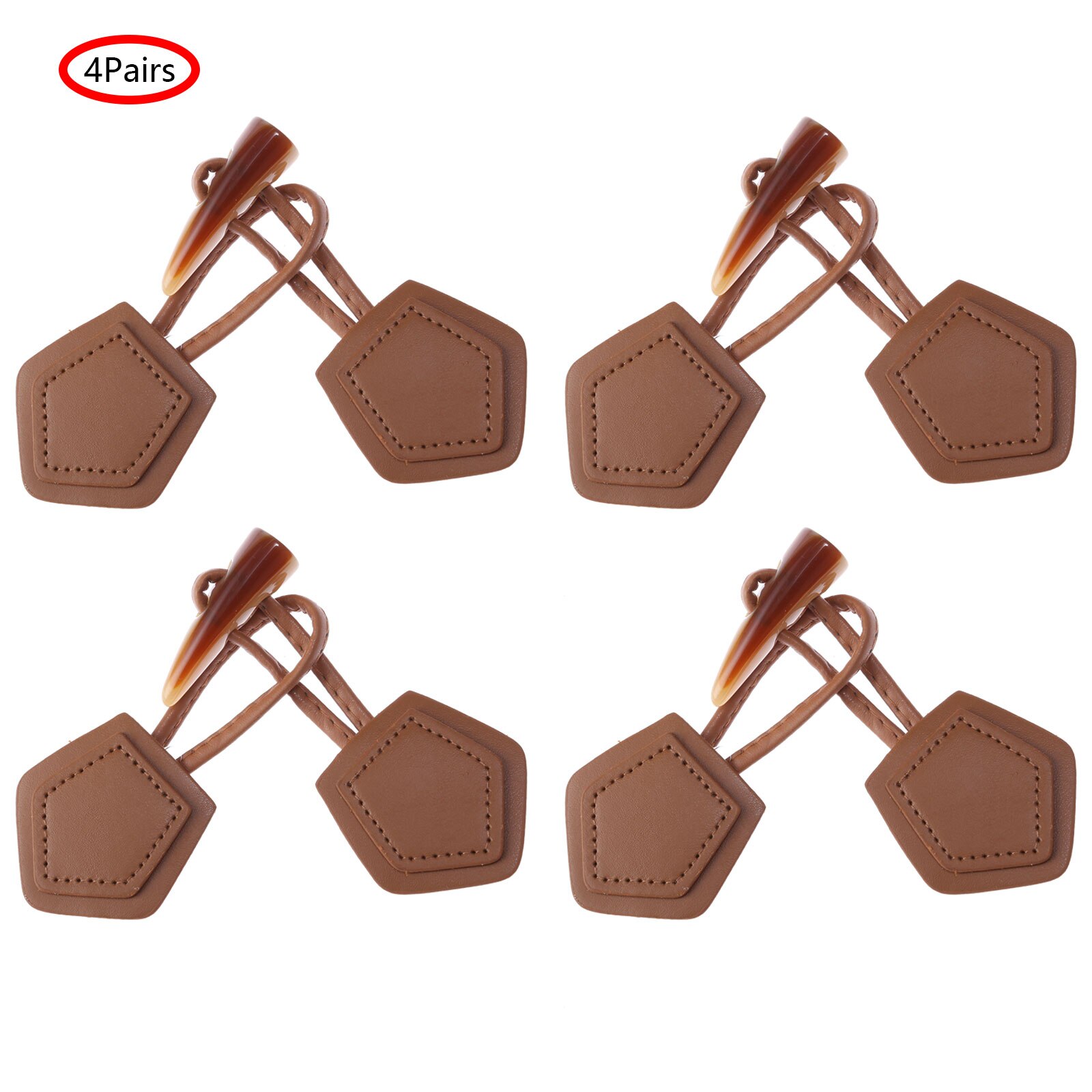 4Pairs Toggle Buttons PU Leather Horn Toggle Clasps Duffle Coat Closure Cord Cardigan Fasteners Clasp For Clothes DIY Decoration