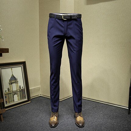 Heren dress broek diepe blauw pak broek formele broek voor mannen mannen kantoor broek slanke jurk broek voor mannen heren jurk past plus 36: 30