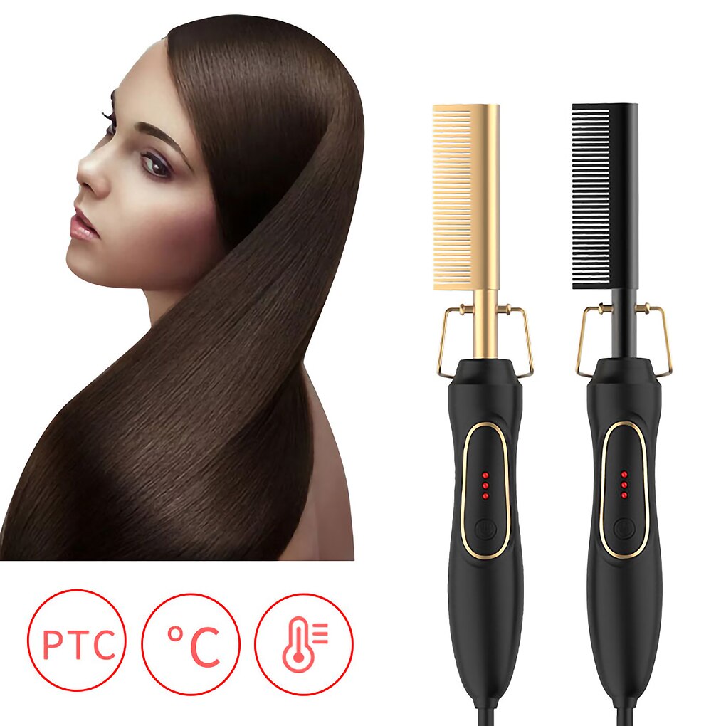 Multifunction Hair Straightener Flat Irons Wet Dry Use Brush Comb Heating Hair Straight Styler Curling Iron Hair Curler Comb
