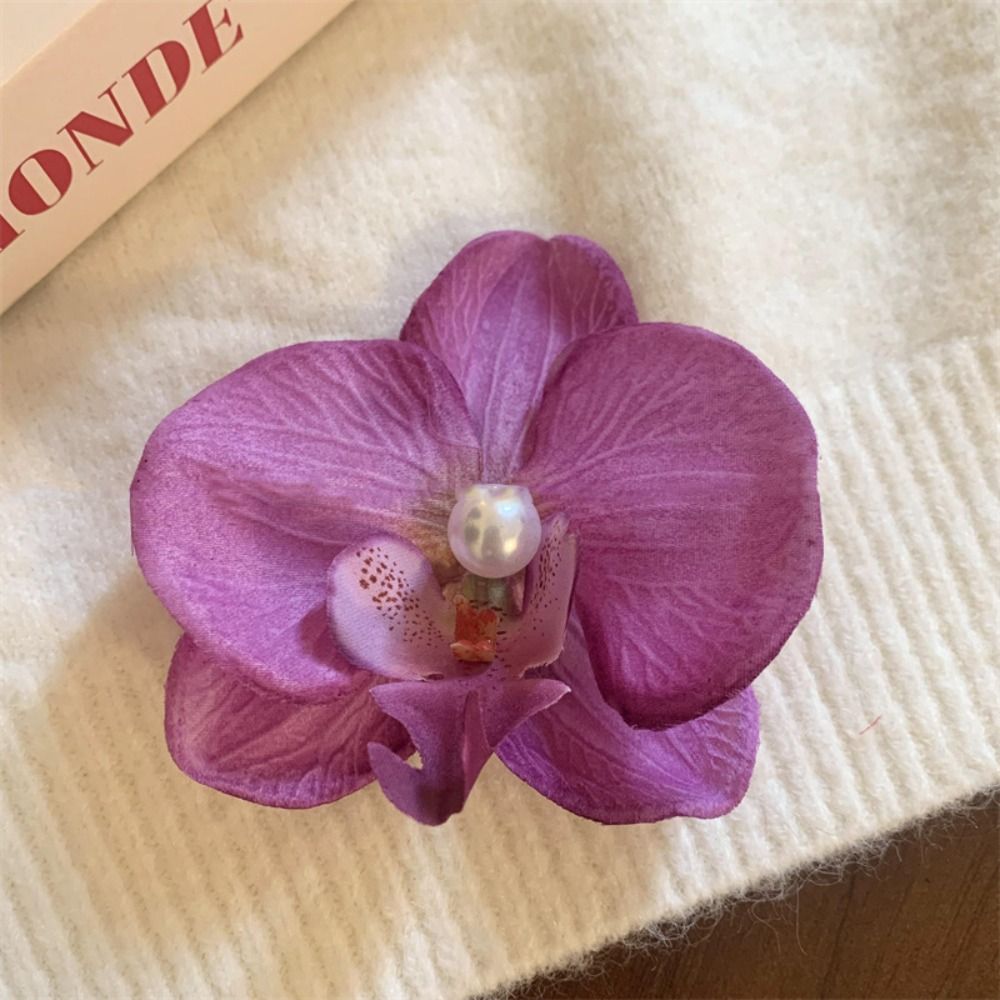 Pince à cheveux fleur rose, coiffure orchidée, épingle à cheveux, ornement, barrettes latérales, bohème, patients, accessoires pour cheveux: Argent