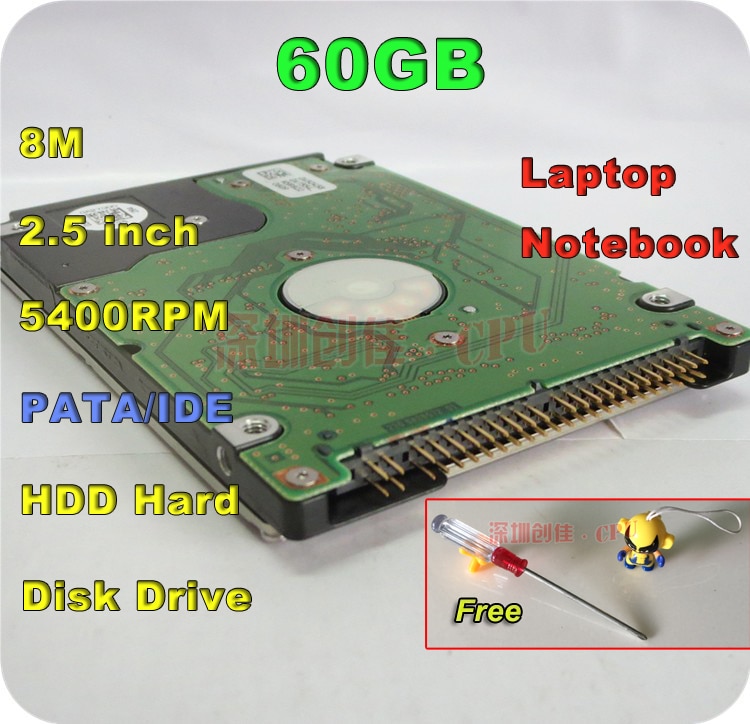 2.5" HDD IDE PATA 60GB 60g ide 5400RPM 8M Internal Hard Disk Drive laptop notebook screw driver free