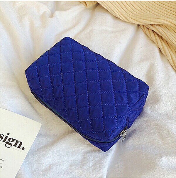 nouvelles femmes grand sac de maquillage cosmétique étui Portable toilette stockage poignée organisateur voyage Kit: Bleu