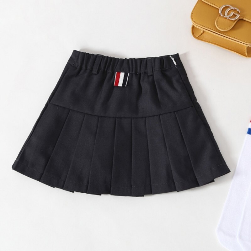 Meisjes Geplooide Rokken Kids School Rok Lente Herfst Effen Kleur Tutu Rokken Meisje Prinses Dance Party Rokken 100-160cm: Black / 6