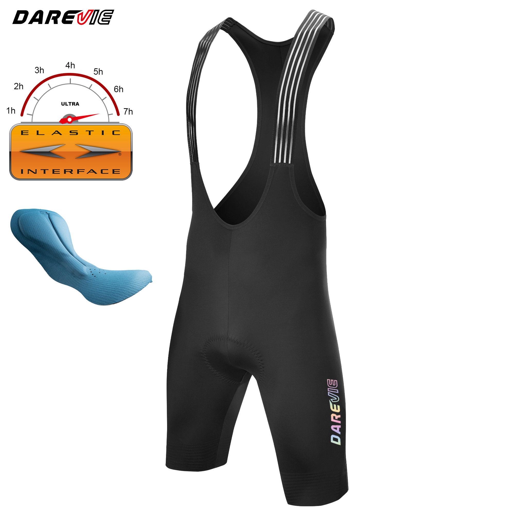 DAREVIE cuissard de cyclisme sans couture 4.0 italie élastique-interface Pad short de cyclisme diamant jambe pince hommes Bretelelle Shorts: XL / Beige