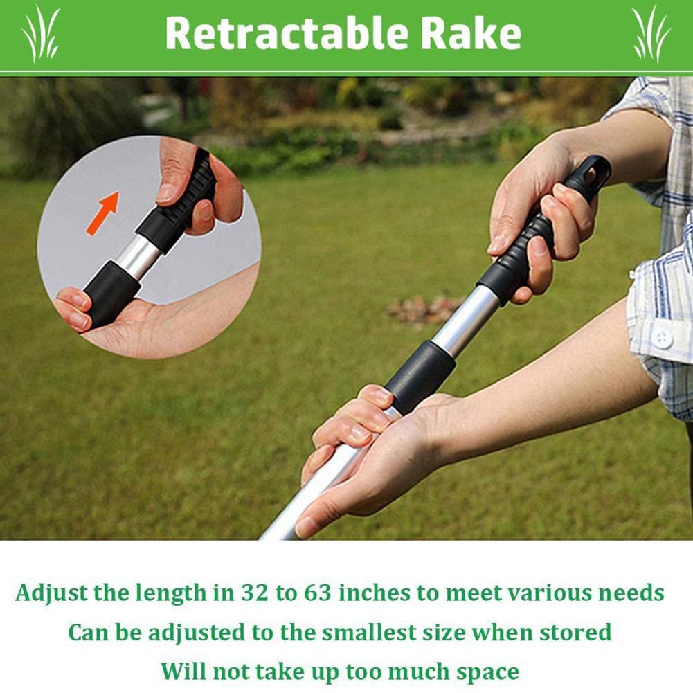 Telescopische Tuin Hark Tuin Schoonmaken Vuilnis Leaf Hand Hark Verzamelen Harken Tool Tool Gras Gazon Scoop U4P6