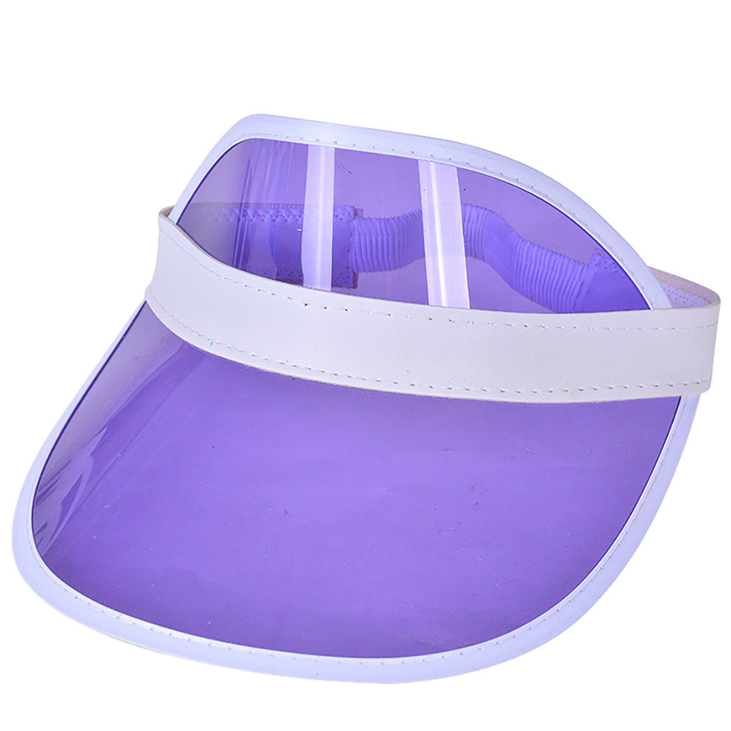 Visera transparente para hombre y mujer, visera transparente para de verano, gorra de plástico de Pvc transparente para adultos, visera, sombrero de sol Unisex para exteriores #10: Purple 