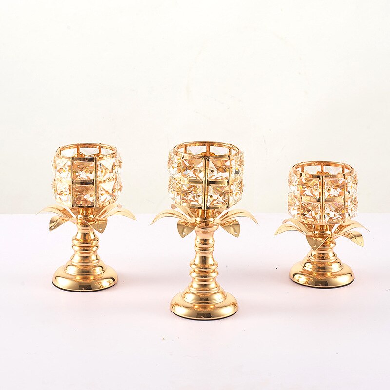Vintage Romantic Crystal Candle Holder Weddig Party Dinner Table Hollow Out Candlestick