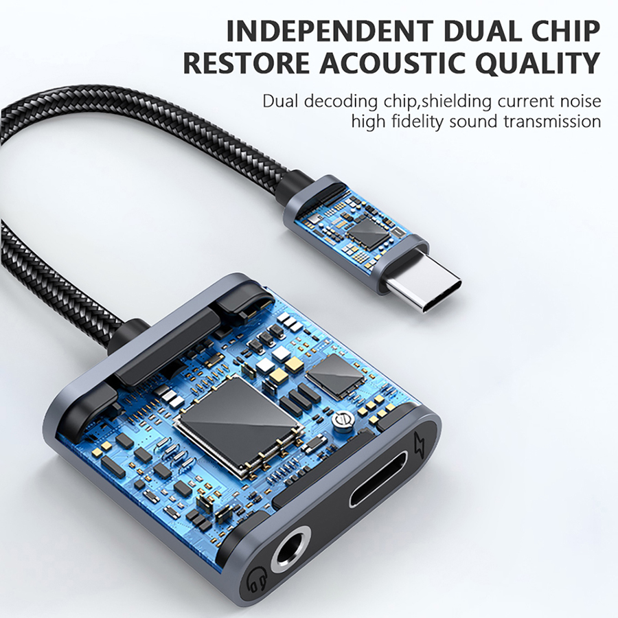 Adapter słuchawkowy 2 w 1 USB typu C z gniazdem 3,5 mm Dac USB C Audio Adaptator do Samsung S24 Plus S25 Ultra Iphone 16 Pro Max Ipad