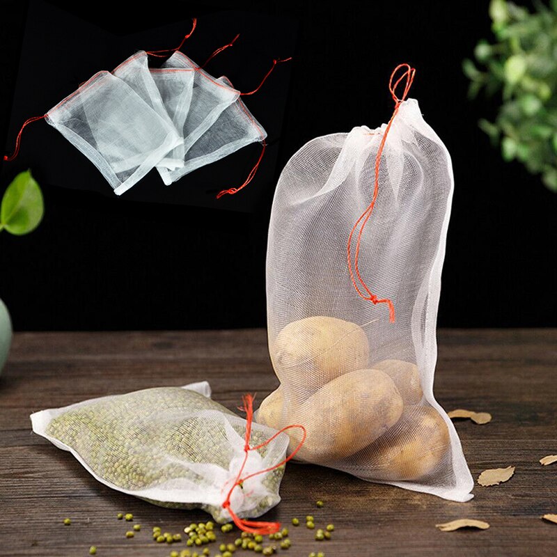 Drawstring Reusable Protection Bag For Seeds Soaking Germination Fruit Mesh Bags Garden Vegetables Nylon