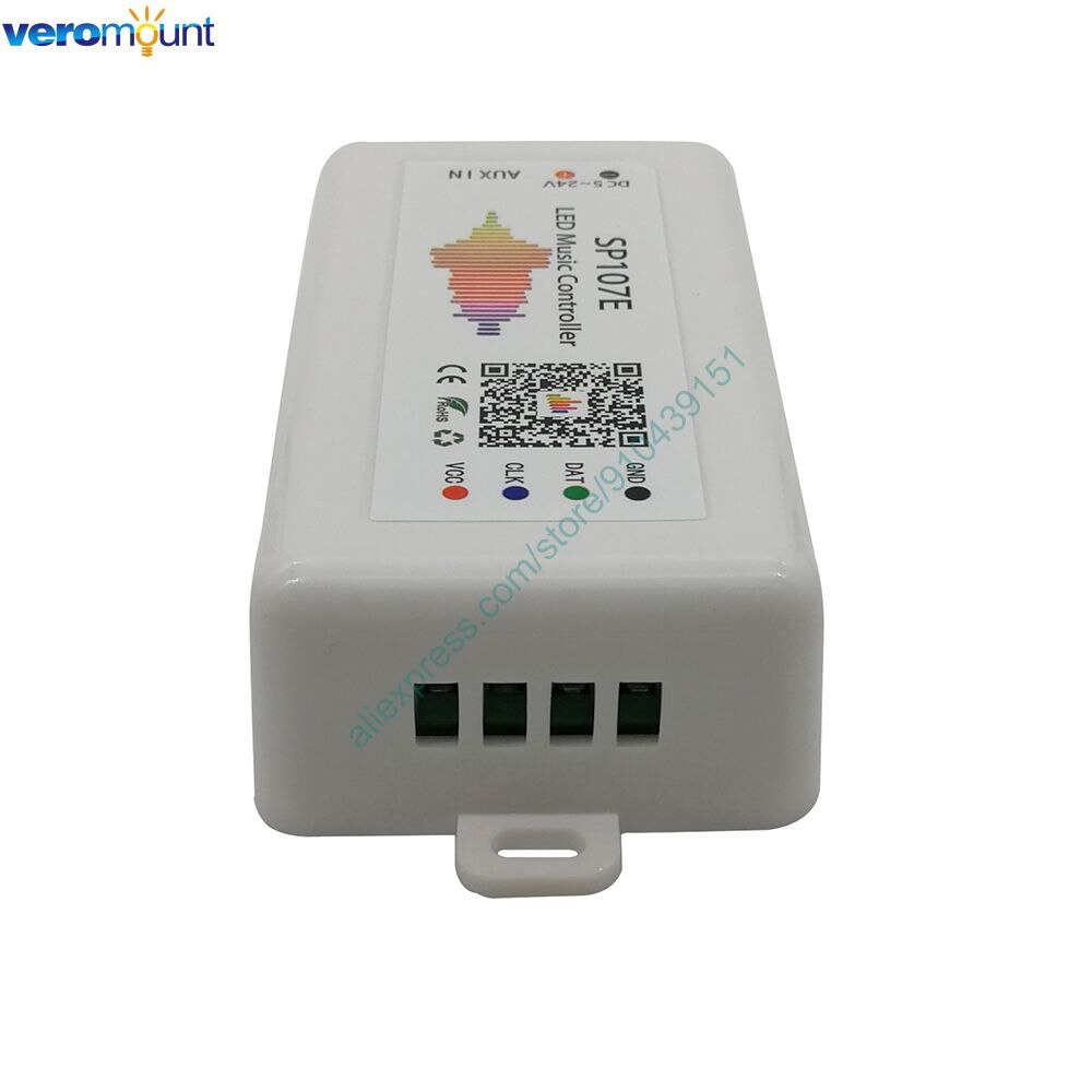 LED Chord SP107E Music LED Controller Bluetooth Andorid iOs APP Control DC5-24V for WS2812 SK6812 Pixel Addressable LED Strip